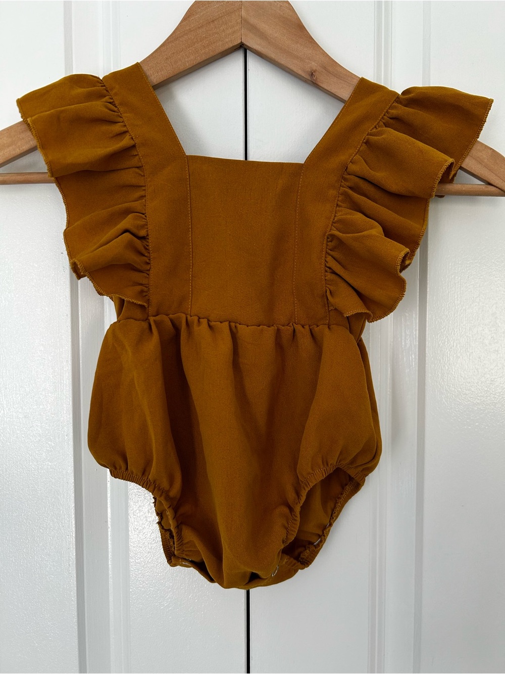 Baileys Blossoms frilly bubble romper mustard yellow 12-18 months